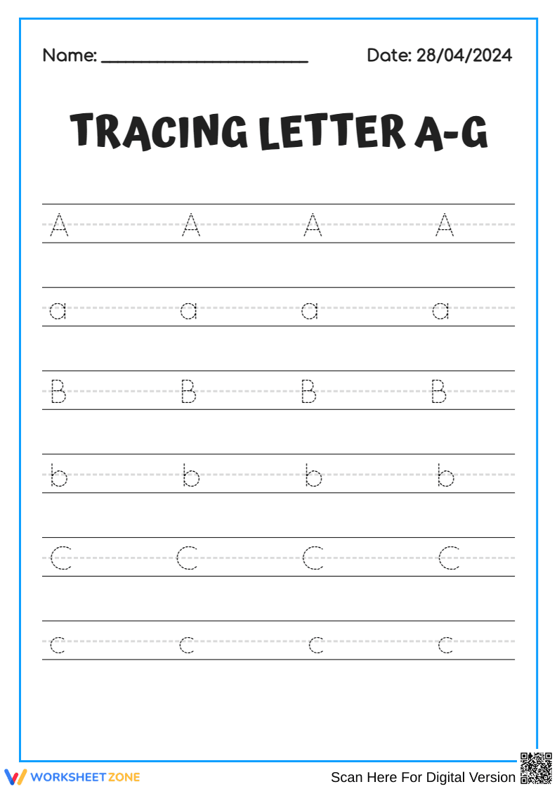 TRACING LETTER A-G - Page 1