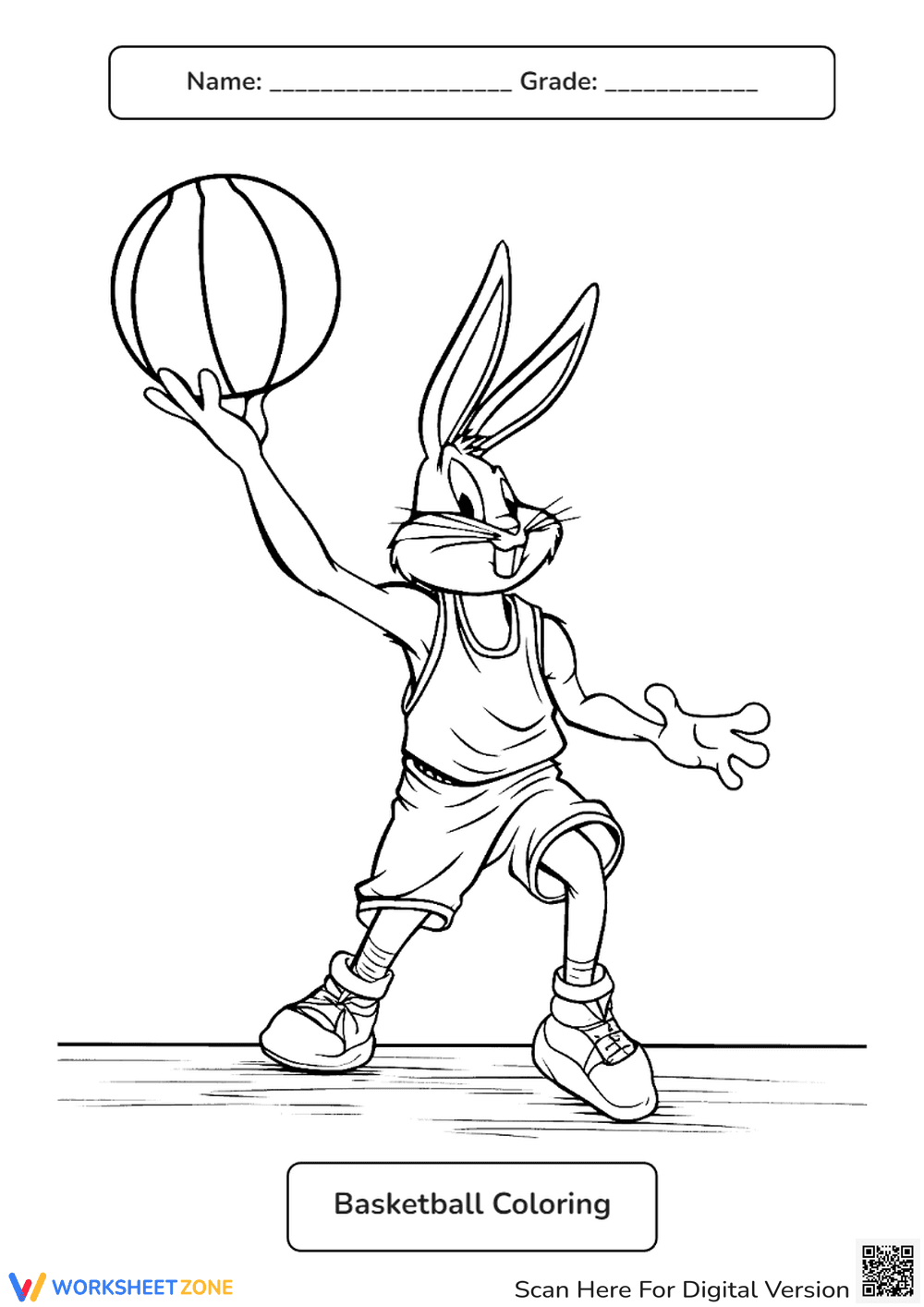Basketball Coloring Worksheet | Grade 1 Printable - Page 1