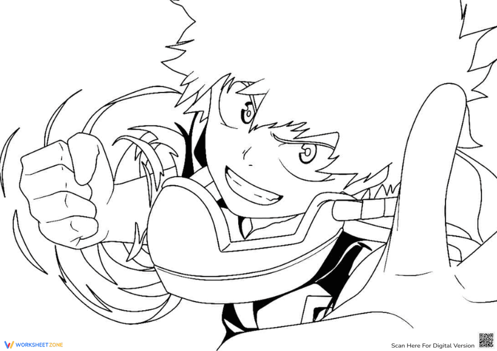 My Hero Academia: Midoriya Power-Up Coloring Page - Page 1