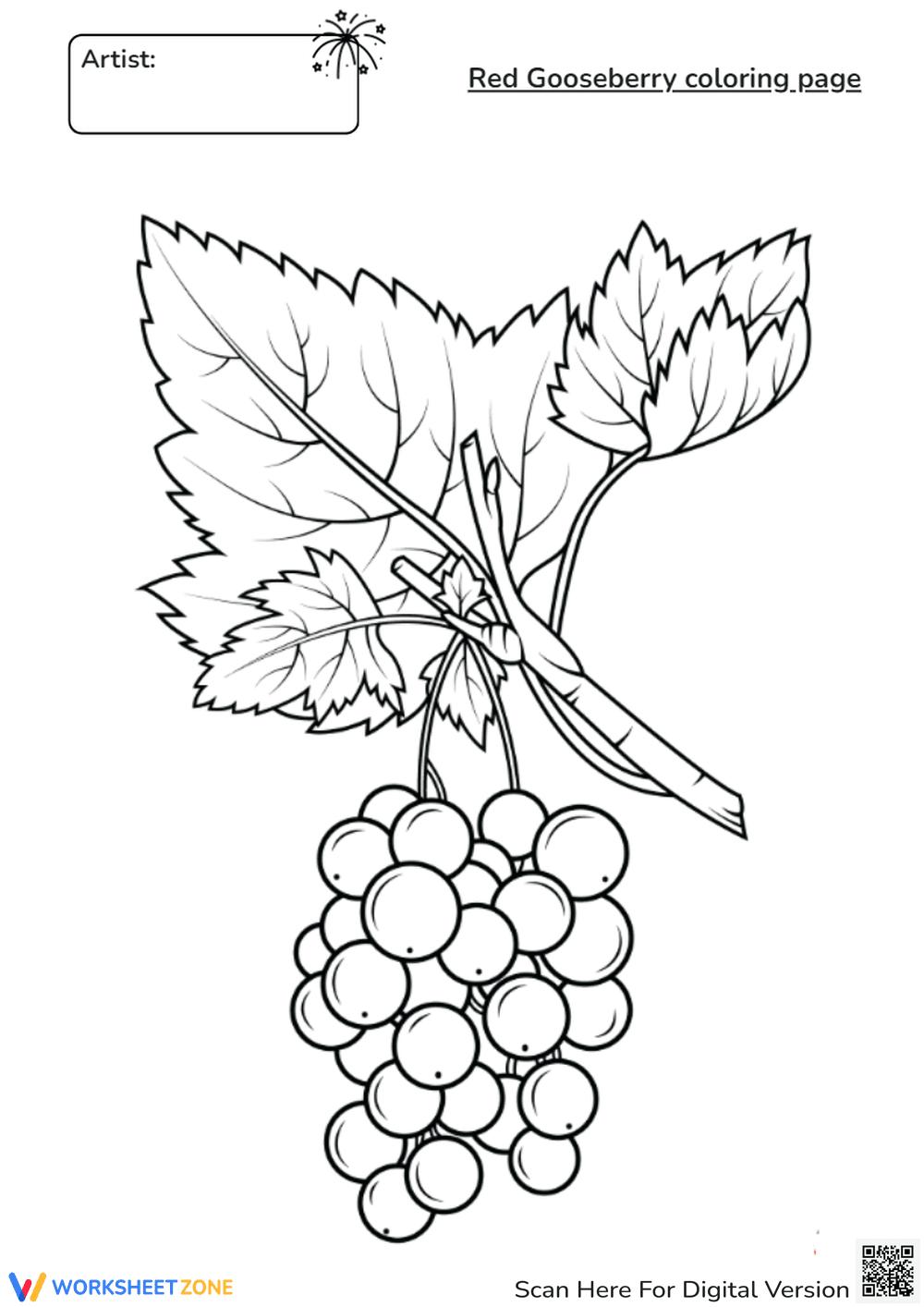 Printable Red Gooseberry Coloring Page | Grade 8 - Page 1