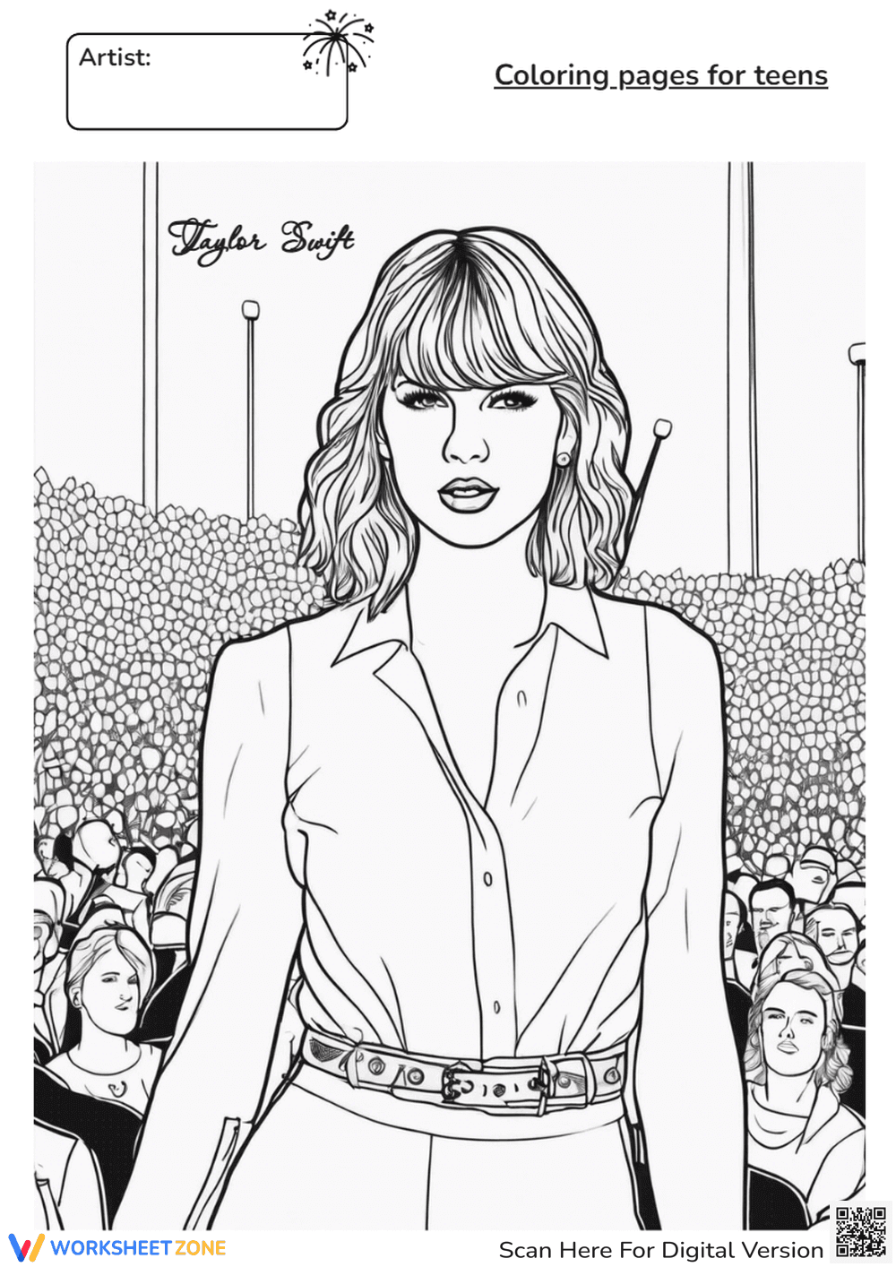Essential Taylor Swift Coloring Page | Grade 7-9 Ready - Page 1