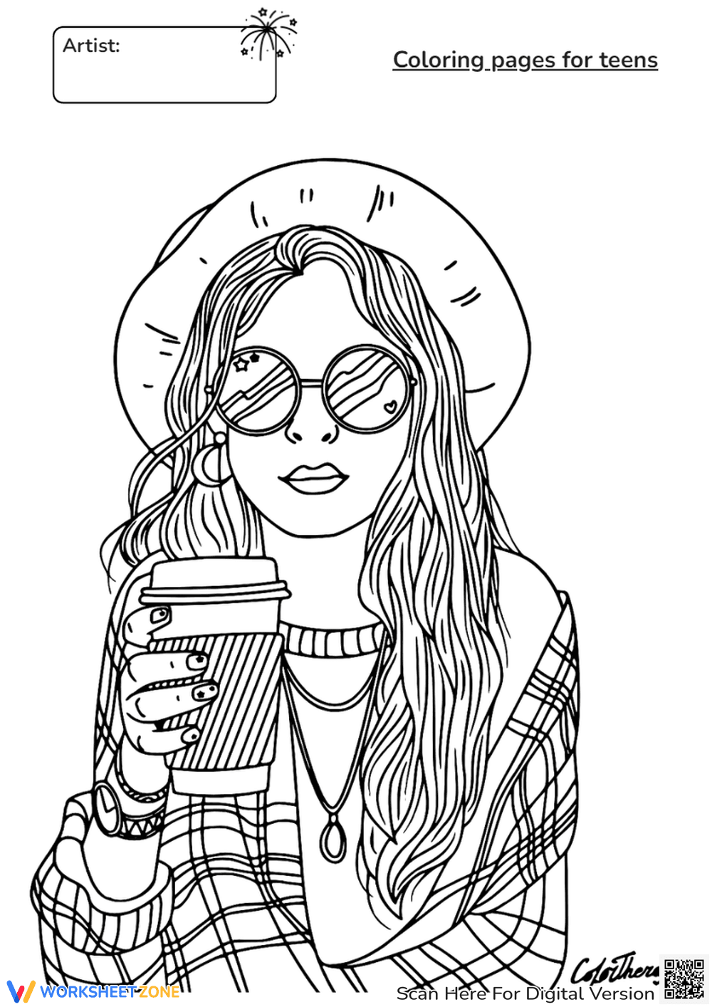 Printable Teen Coloring Page | Grade 8 English - Page 1