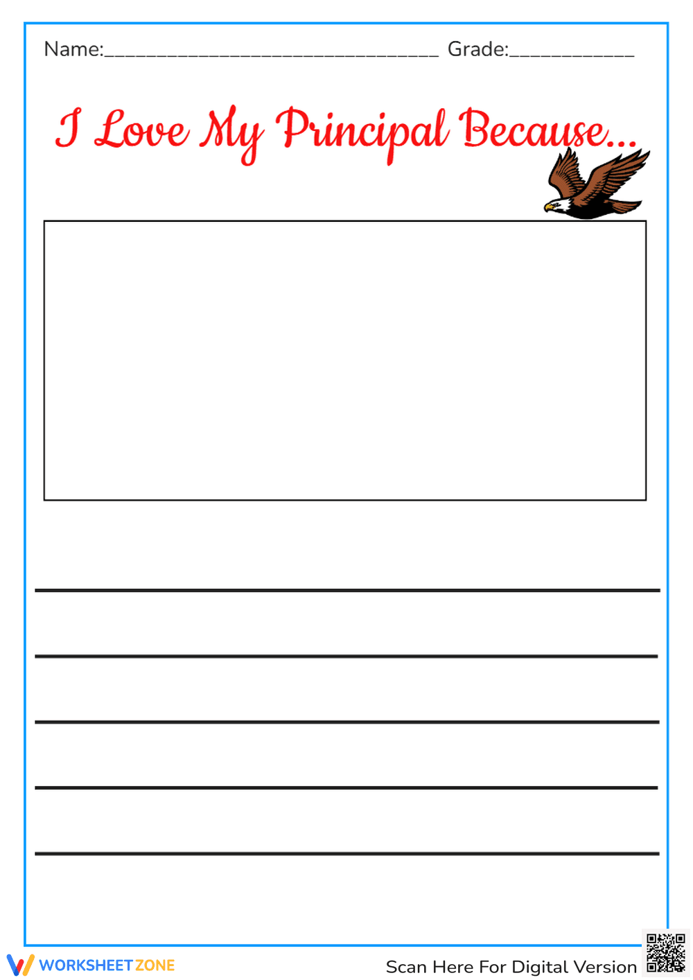 Grade 3 Principal Appreciation — Printable Writing Prompt - Page 1