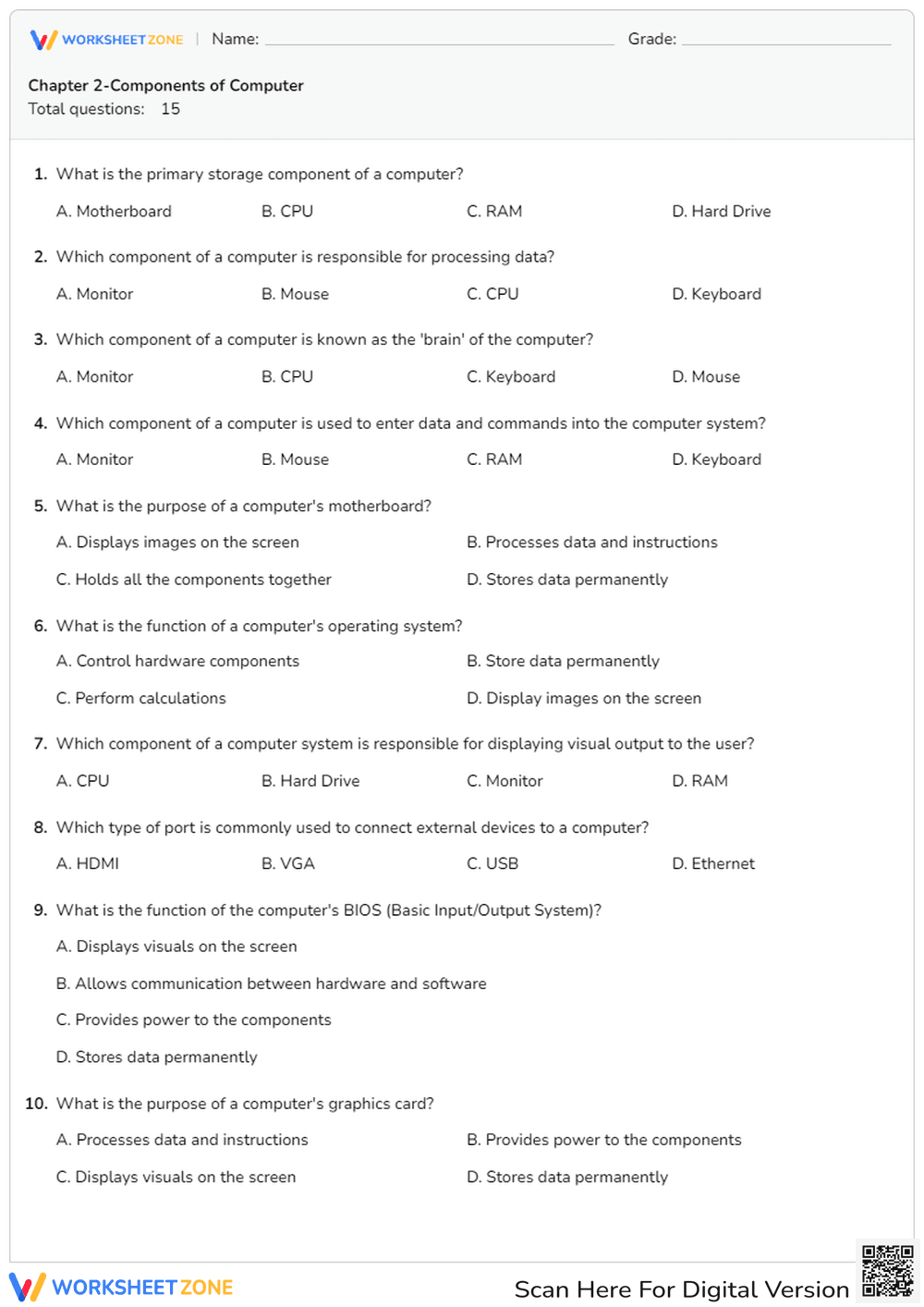 Identifying Key Computer Components - Page 1