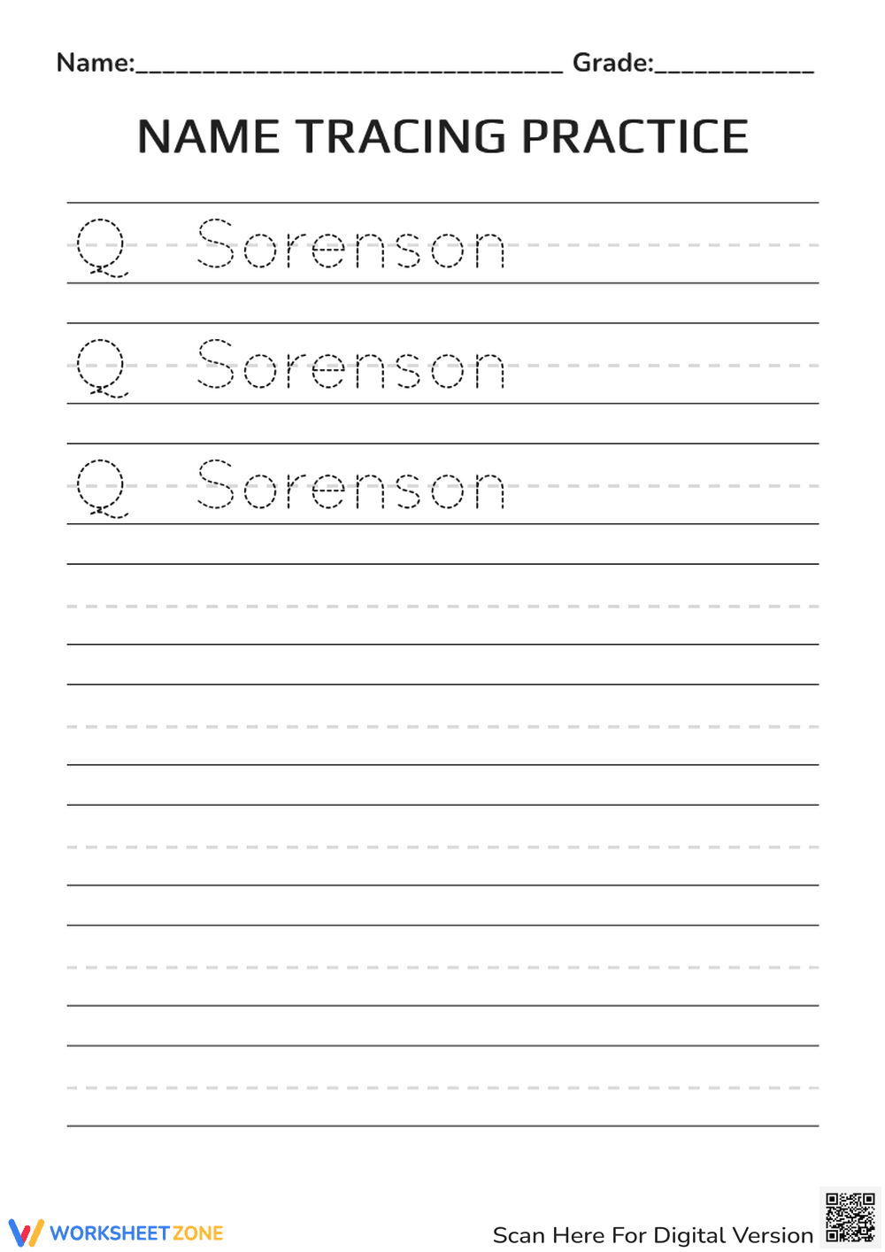 Name Tracing Practice | Grade K-1 Printable Worksheet - Page 1