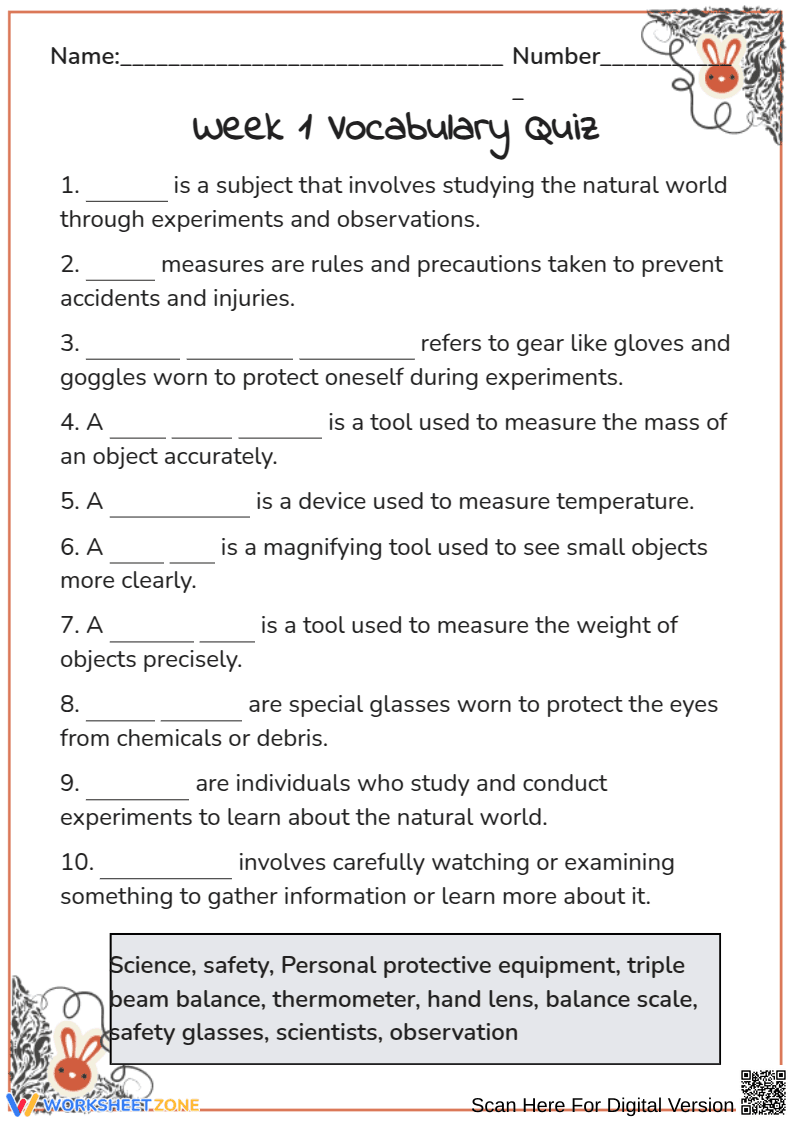 Week 1 Vocabulary quiz - Page 1