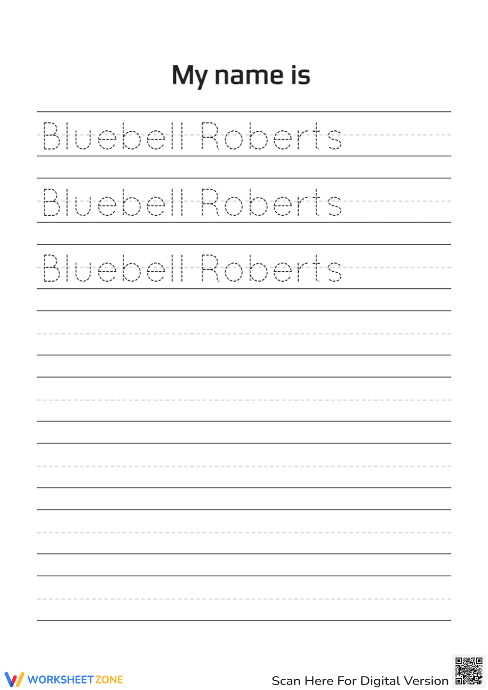 Name Writing Worksheet | Grade K-1 Printable - Page 1