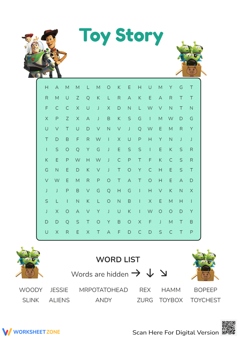 Toy Story Word Search Puzzle - Find Woody & Friends! - Page 1