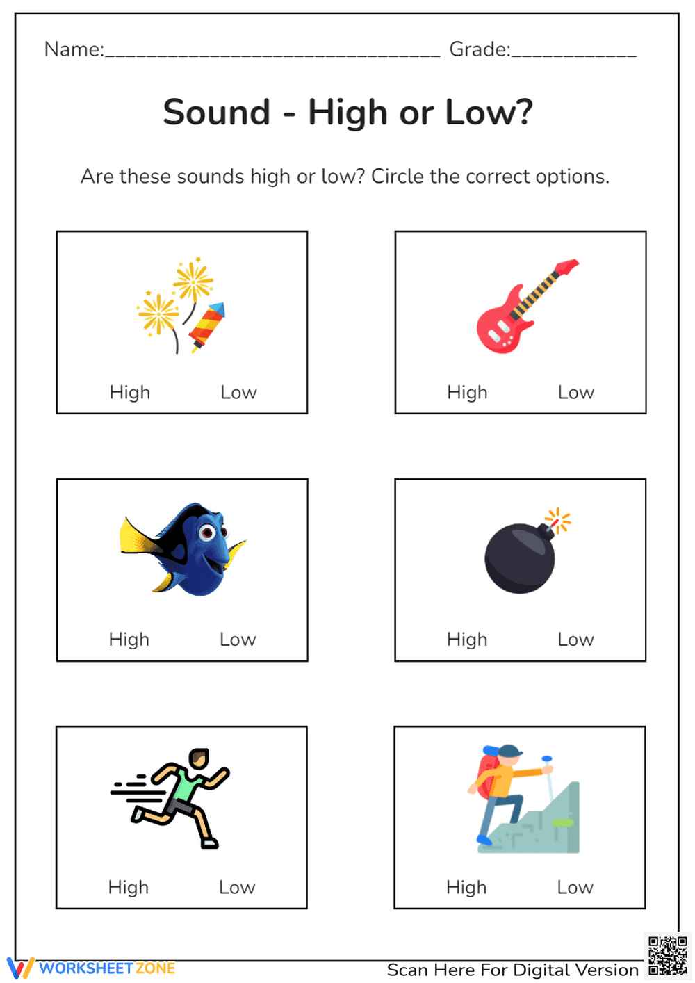Sound – High or Low? – Fun Sound Recognition Activit - Page 1