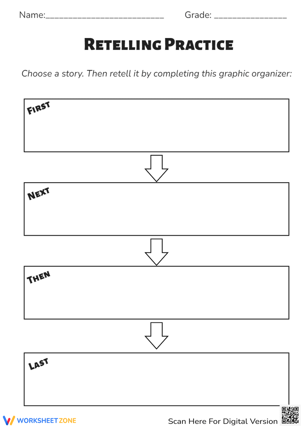 Story Retelling Graphic Organizer - First, Next, Then, Last! - Page 1