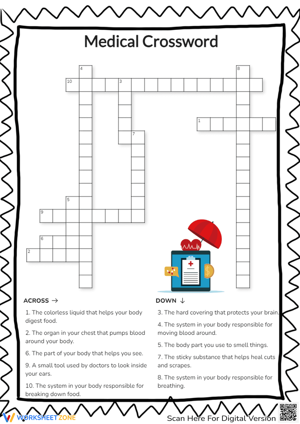 Medical Crossword Worksheet | Grade 4-8 Essential - Page 1