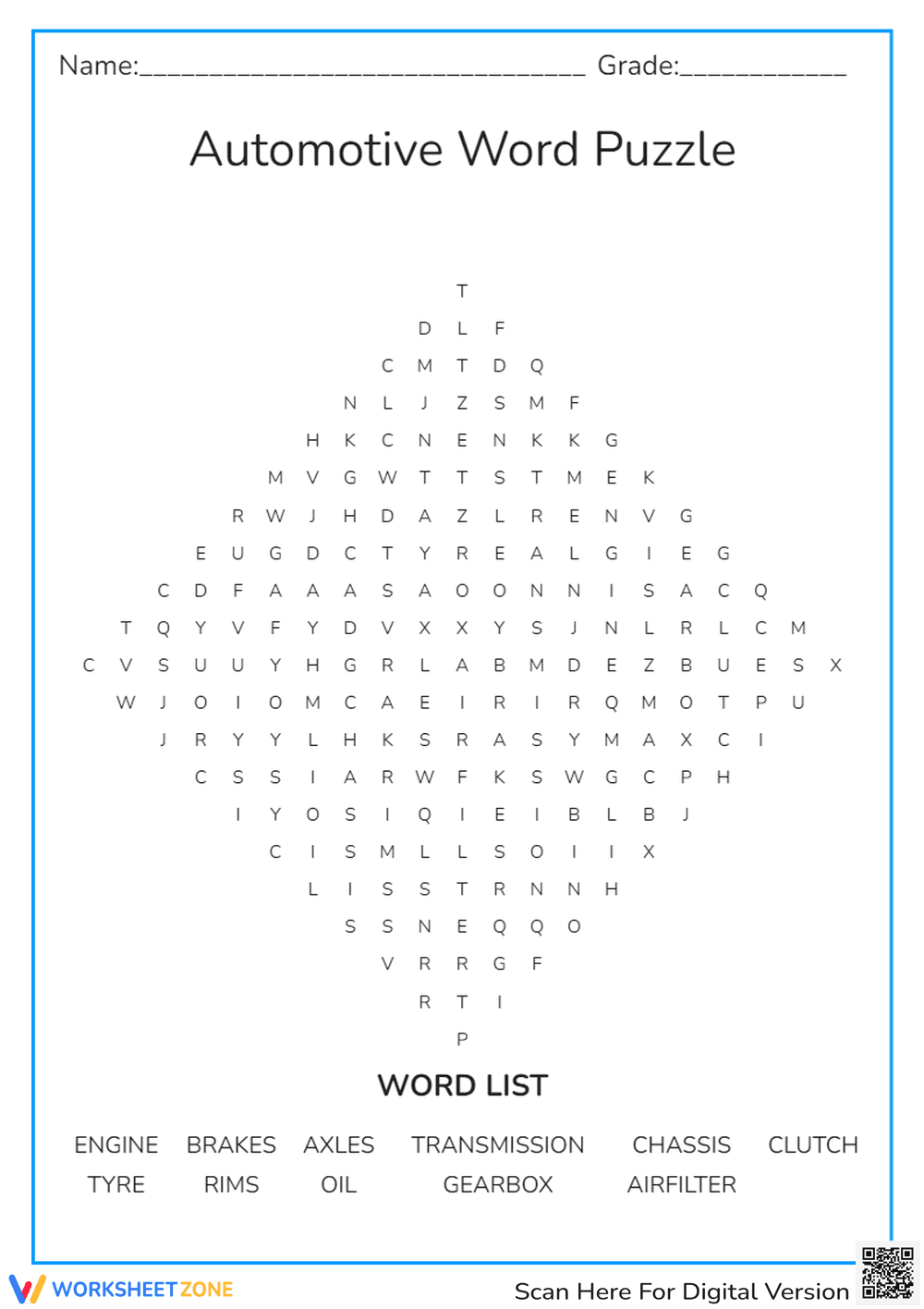 Automotive Word Puzzle - Page 1