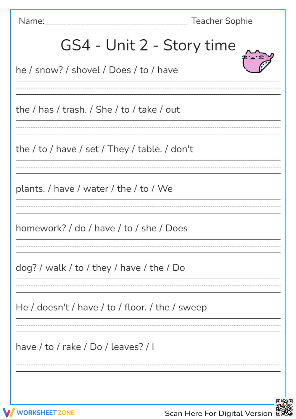 Sentence Scramble Worksheet | Grade 3 Printable - Page 1