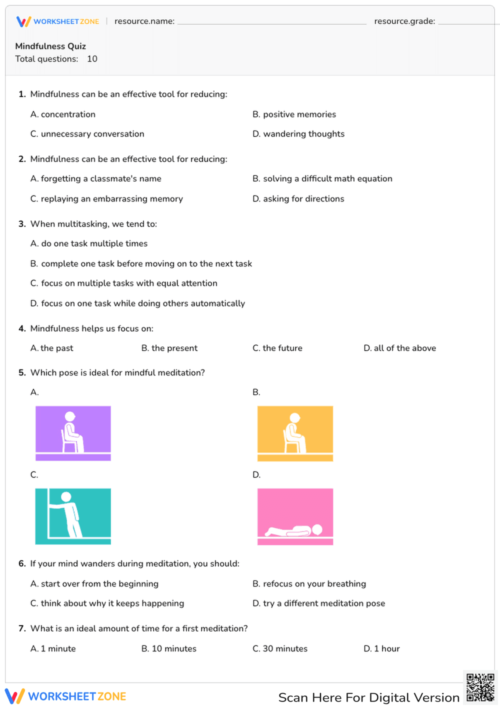 Mindfulness & Meditation Quiz - Page 1