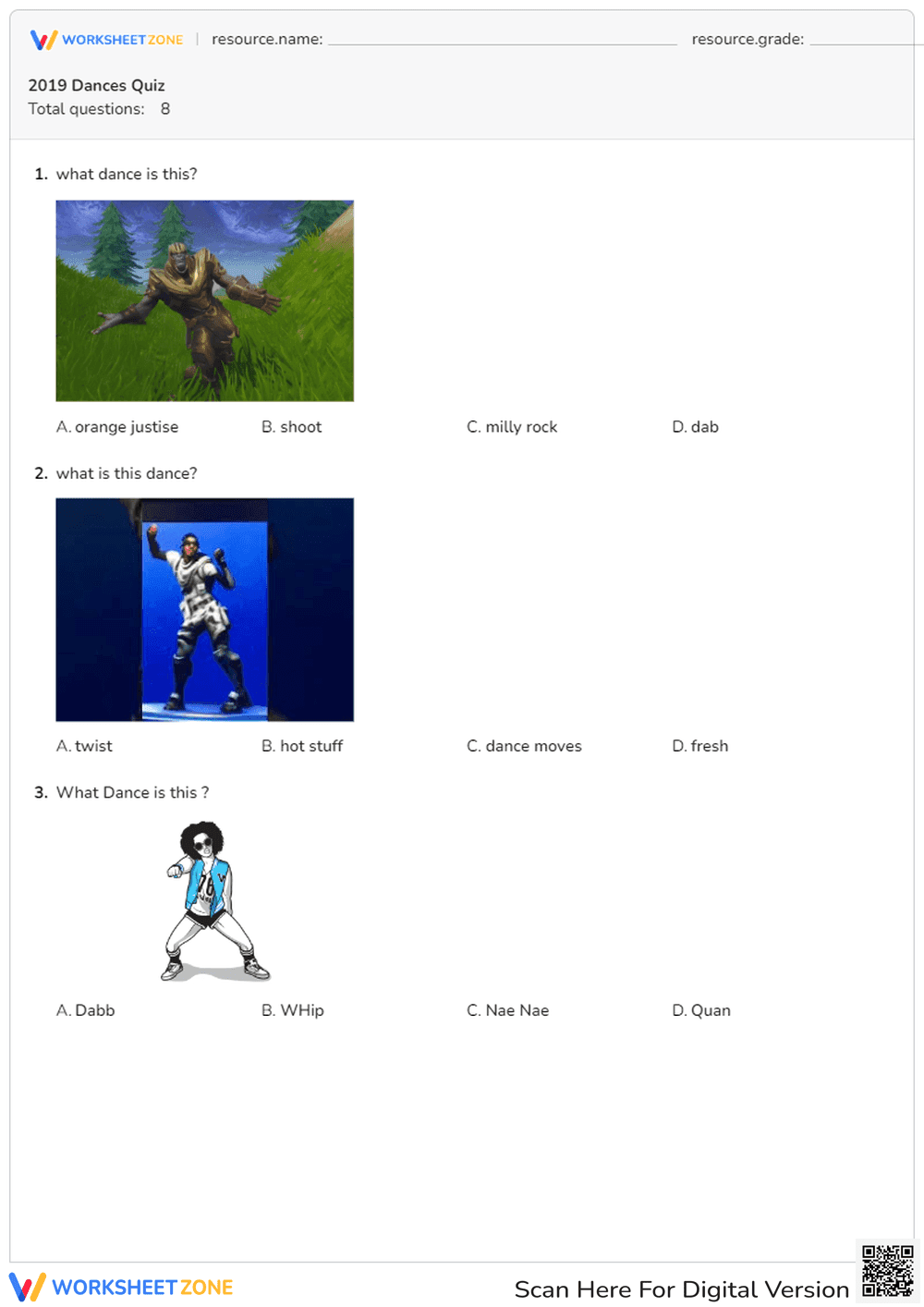 2019 Dance Moves Quiz - Page 1