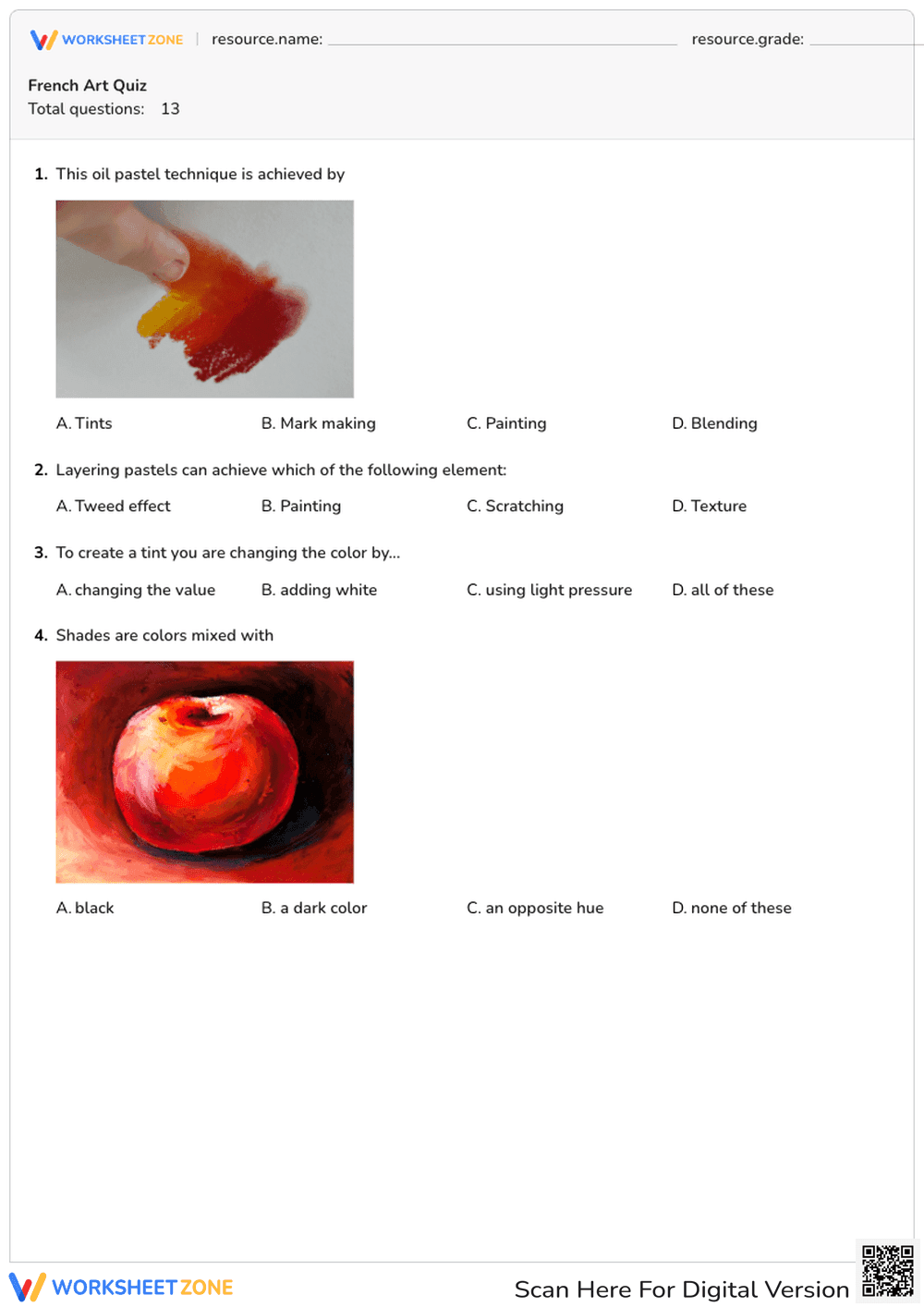 Pastel Techniques and Art Quiz - Page 1