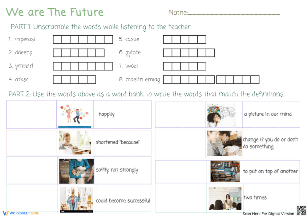 Printable Vocabulary Worksheet | Grade 3 ELA - Page 1