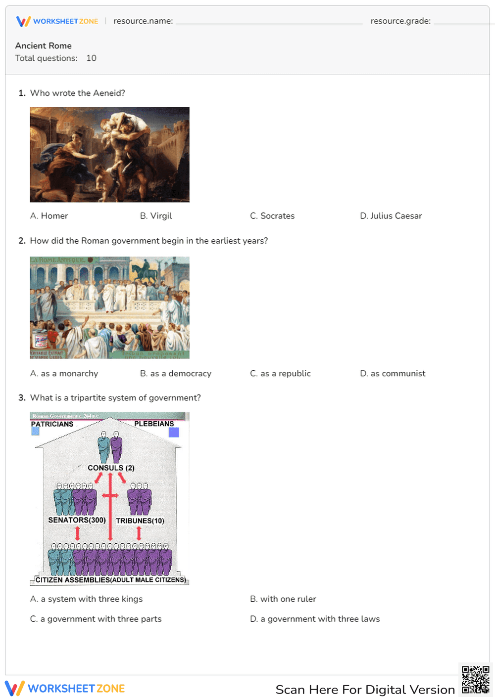 Ancient Rome Quiz | Essential Grade 6-8 Social Studies - Page 1