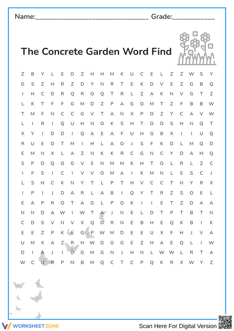 The Concrete Garden Word Search Puzzle - Page 1