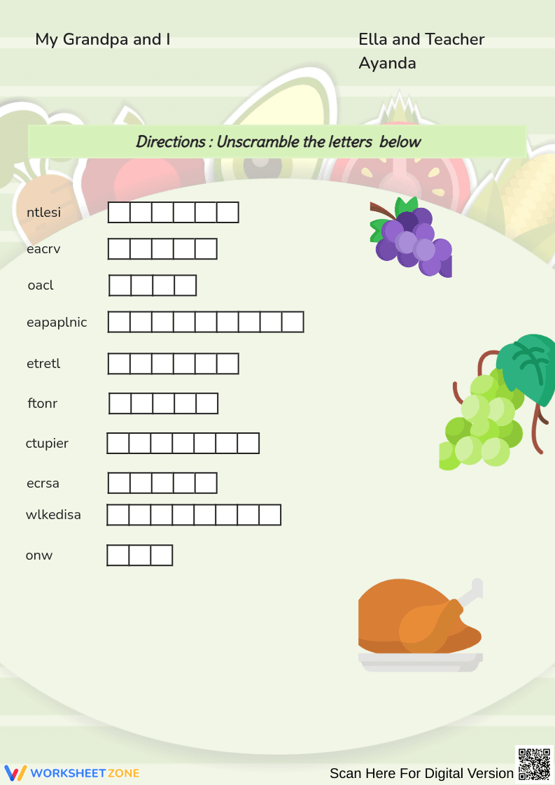 Food Scrambled Words #1 - Page 1