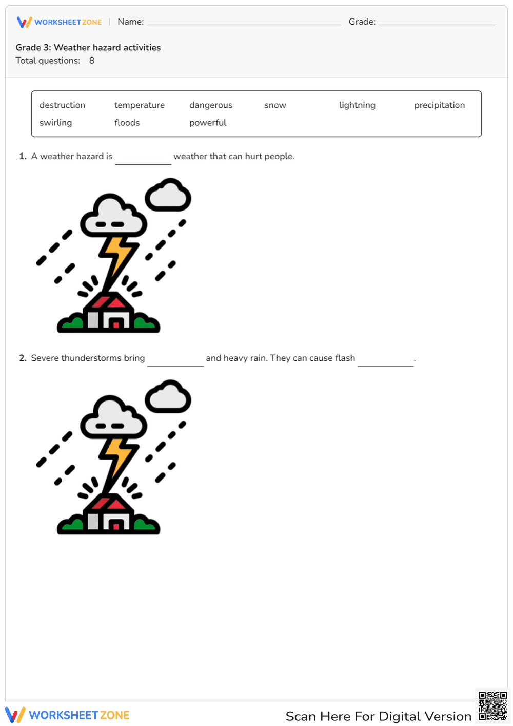 Grade 3: Weather hazard activities - Page 1