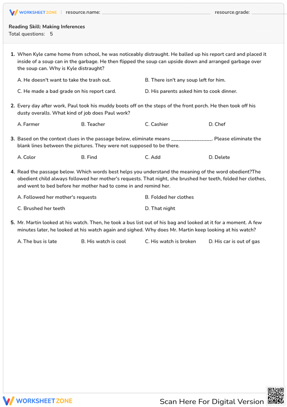 Reading Skill: Making Inferences - Page 1