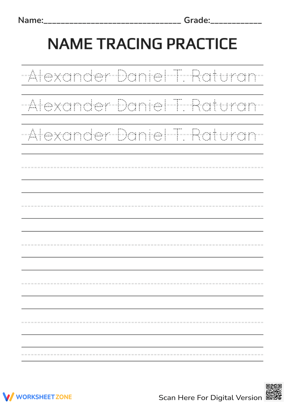 Name Tracing Worksheet | Grade 1 Essential Practice - Page 1