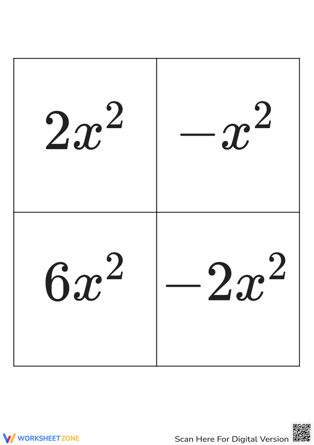 Combining Like Terms: Quadratic Expressions Practice! - Page 1