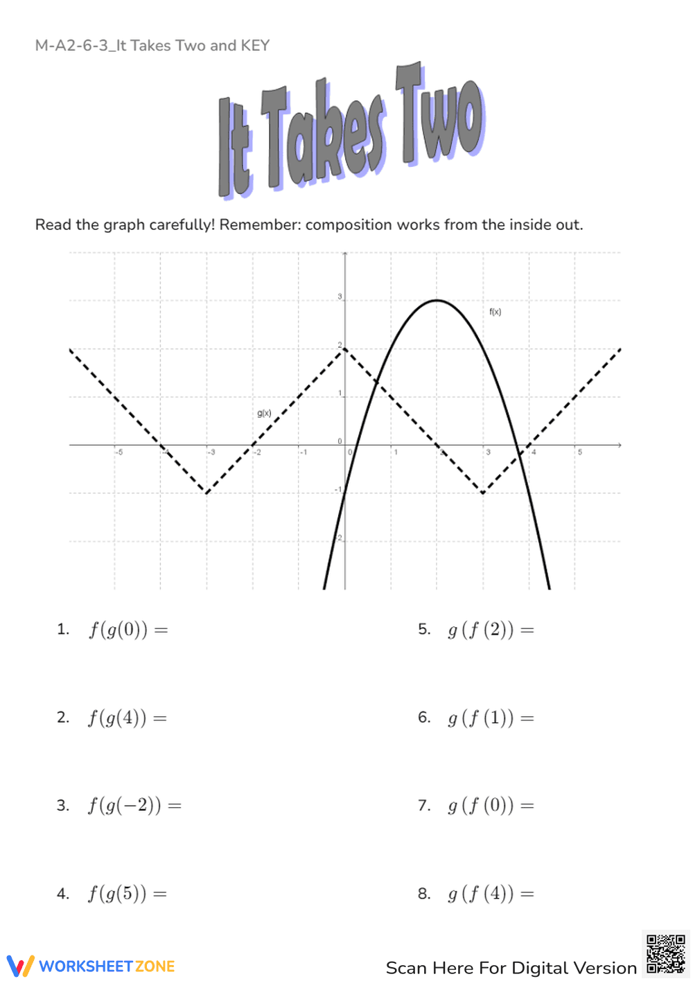 It Takes Two – Function Composition Worksheet - Page 1