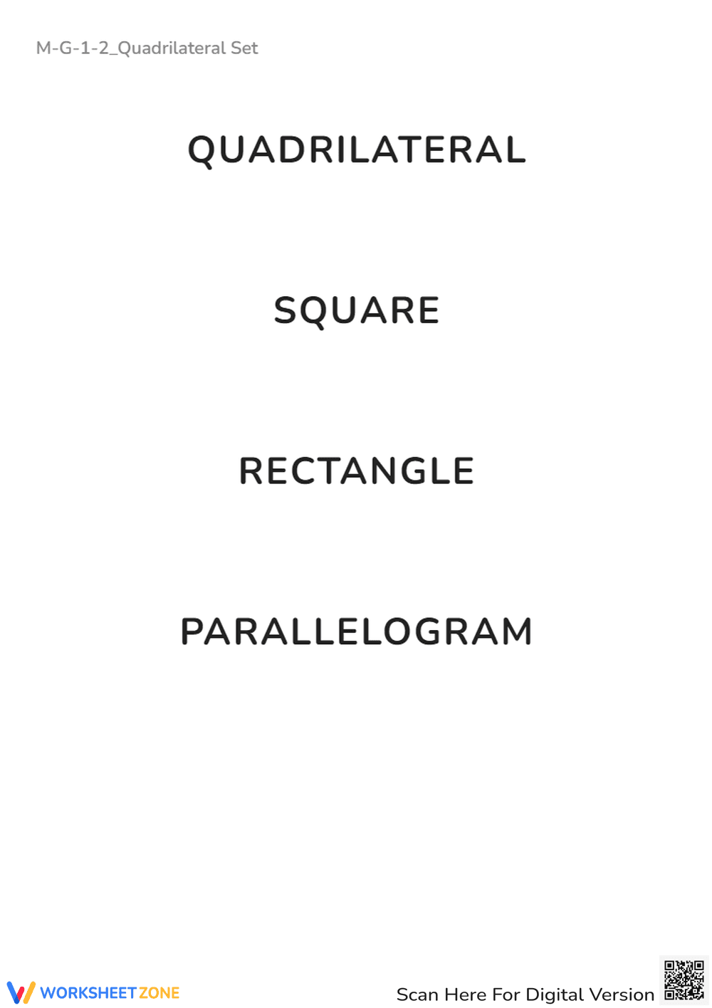 Quadrilateral Vocabulary: Square, Rectangle, Parallelogram - Grades 3-5 - Page 1