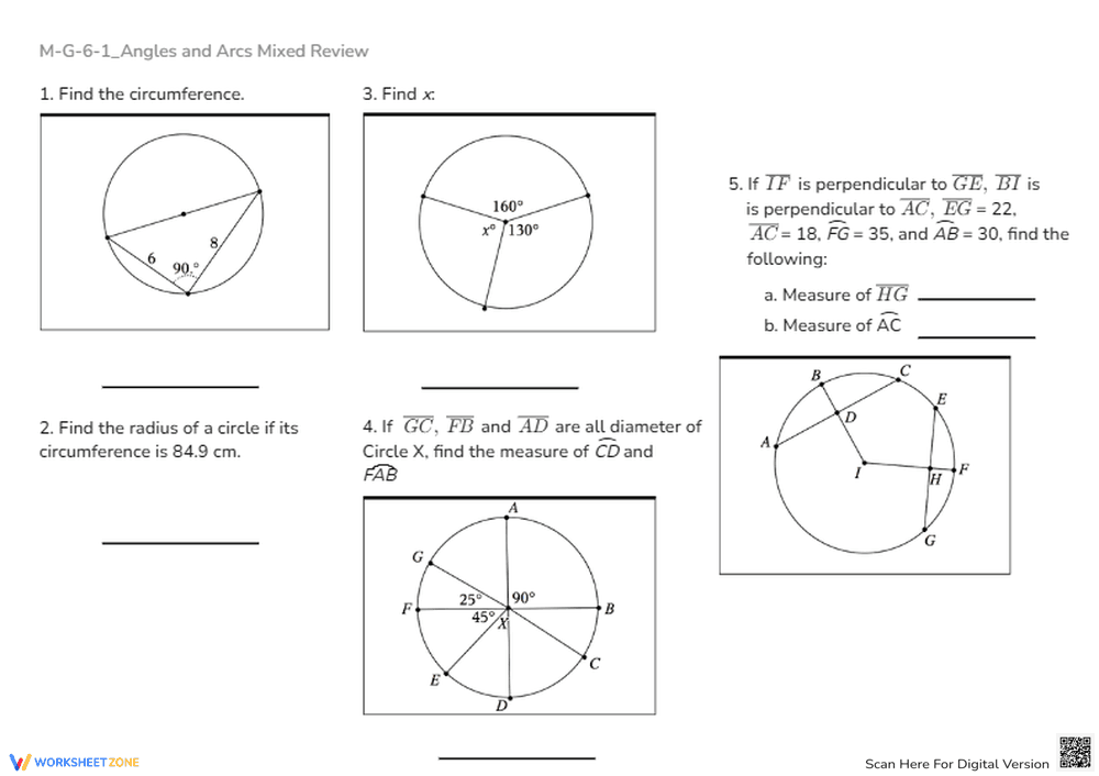 Angles & Arcs: Circle Geometry Review - High School Math - Page 1