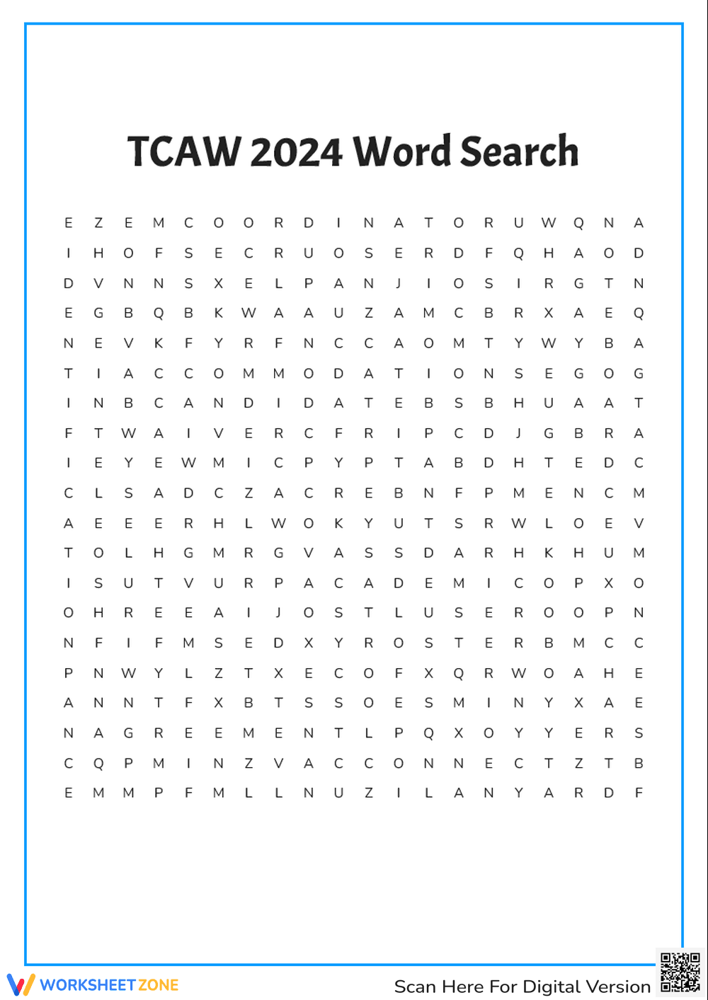 TCAW 2024 Word Search | Essential College Activity - Page 1