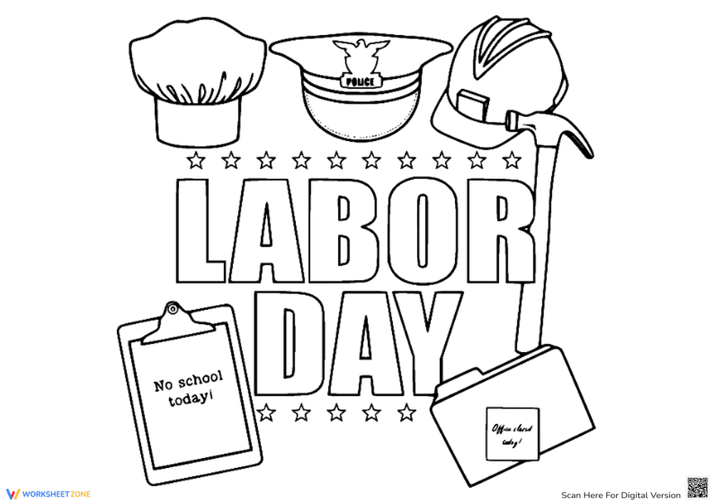 Happy Labor Day Doodle Art Activity - Page 1