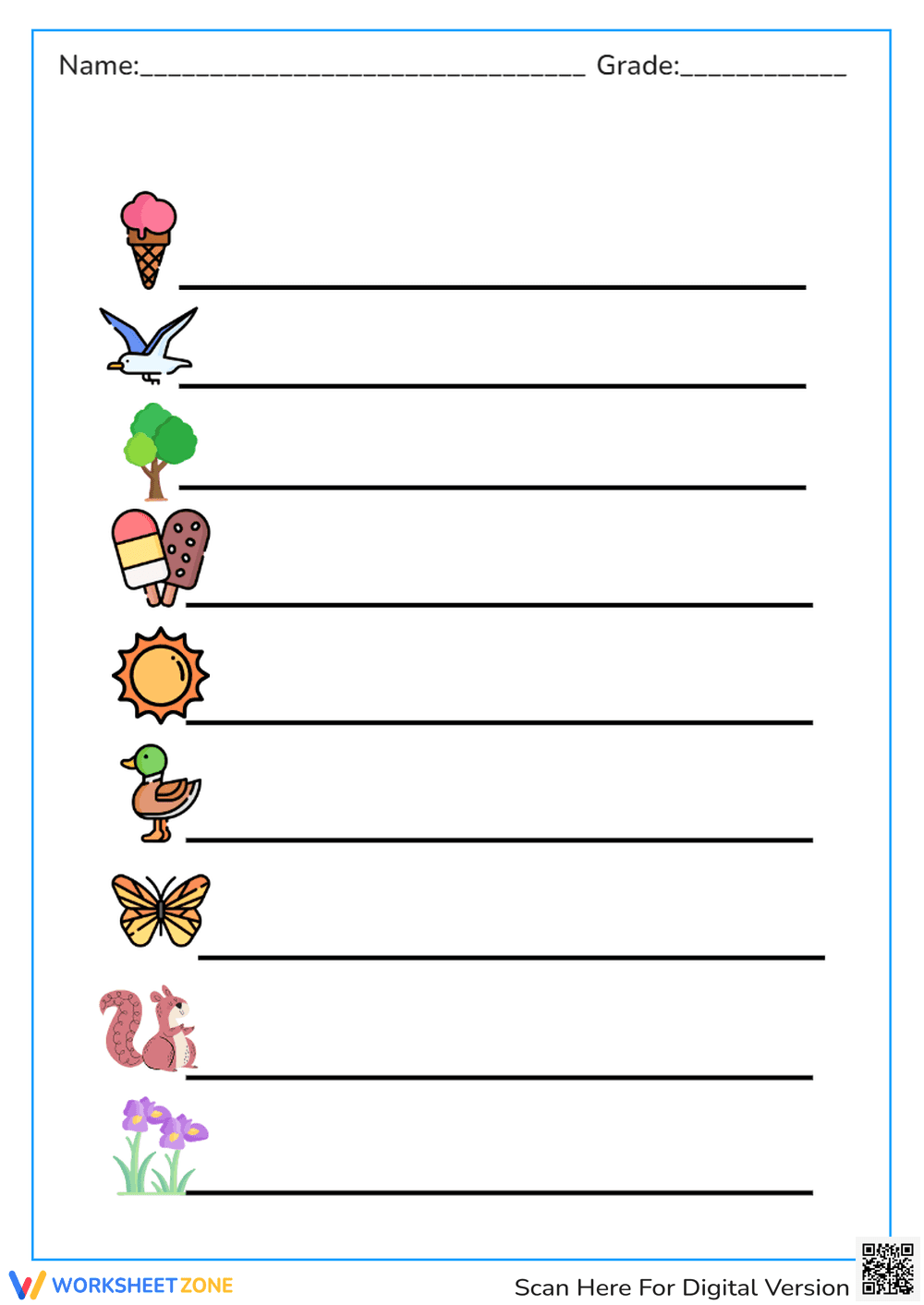 Summer Vocabulary Worksheet | Grade 1 Printable - Page 1