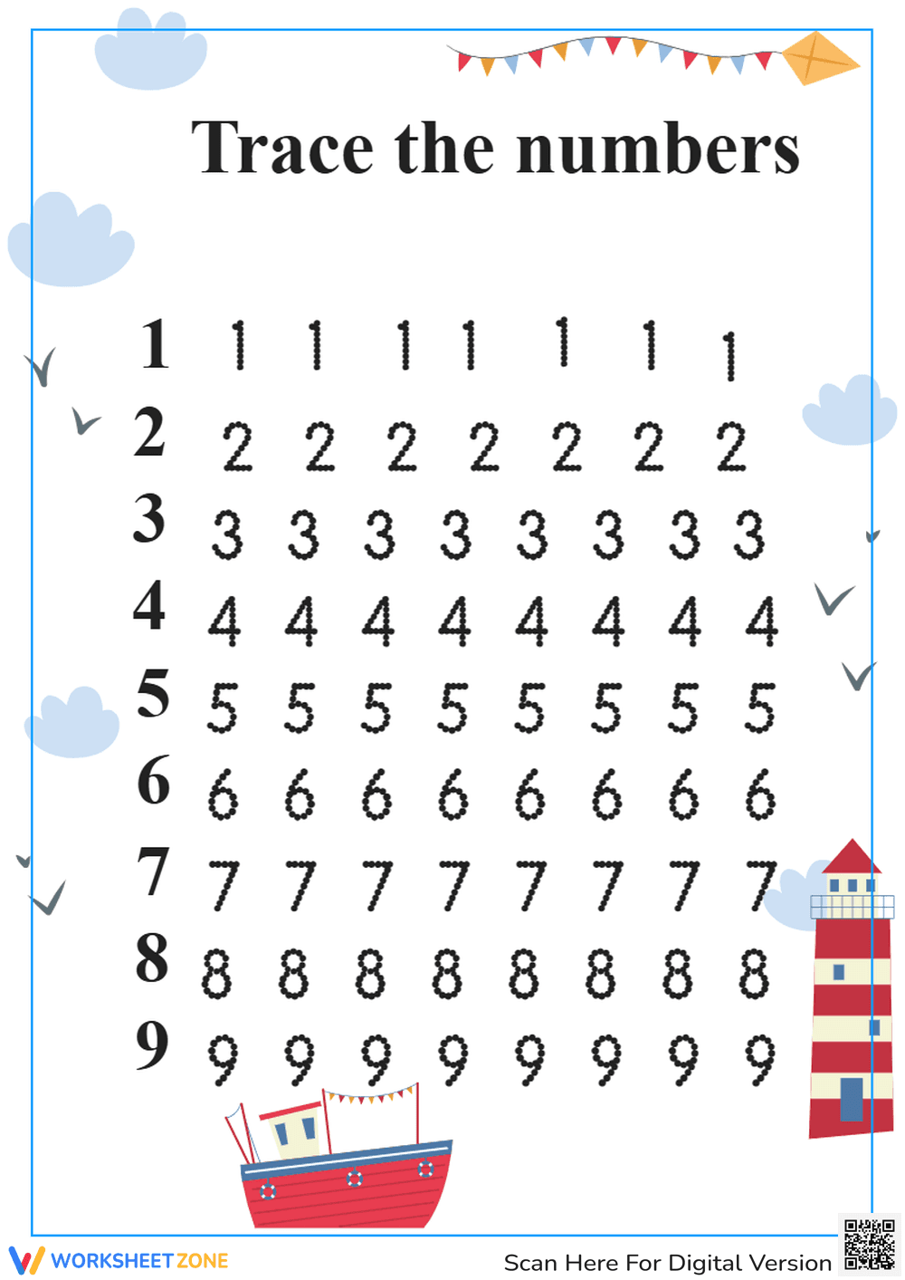Trace the number - Page 1