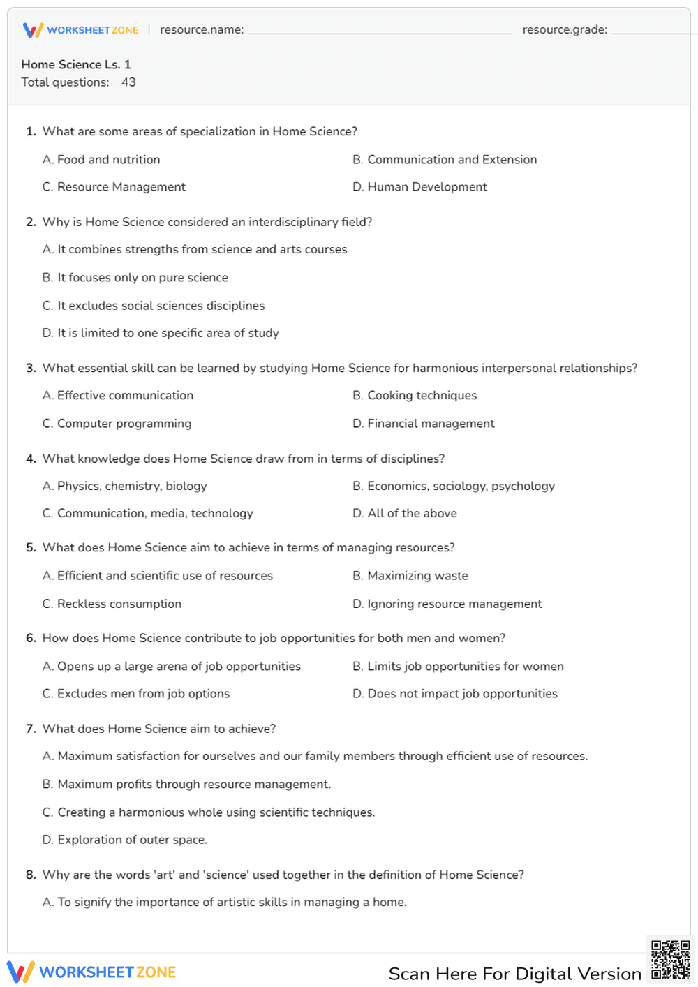 Home Science Ls. 1 - Page 1