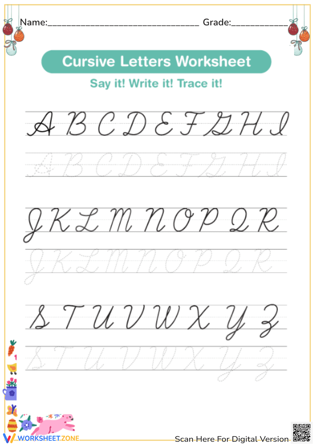 Cursive Letters Worksheet | Essential Grade 2 Practice - Page 1