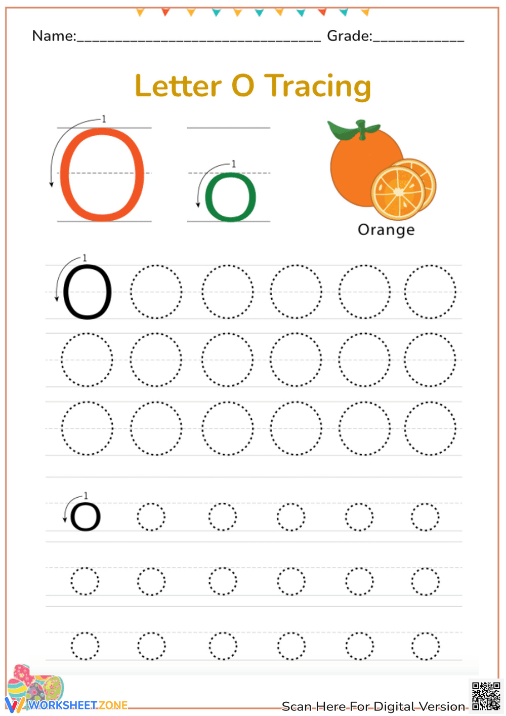 Letter O Tracing Worksheet for Kids - Page 1
