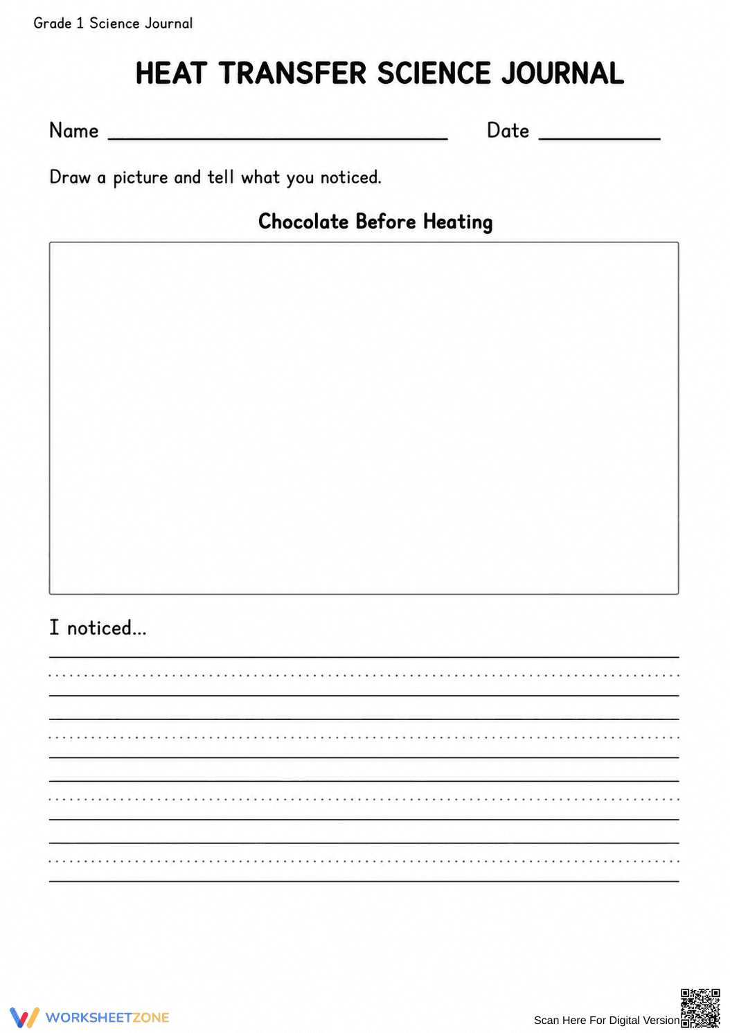Grade 1 Heat Transfer — Printable No-Prep Worksheet - Page 1