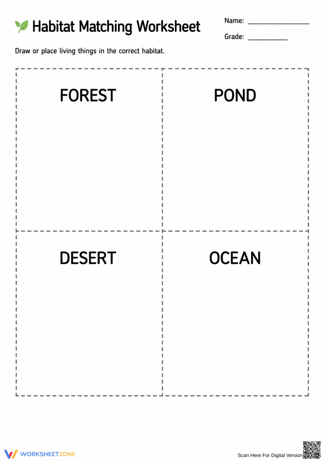 Animal Habitats Sorting Mat | Grade 1 Printable - Page 1