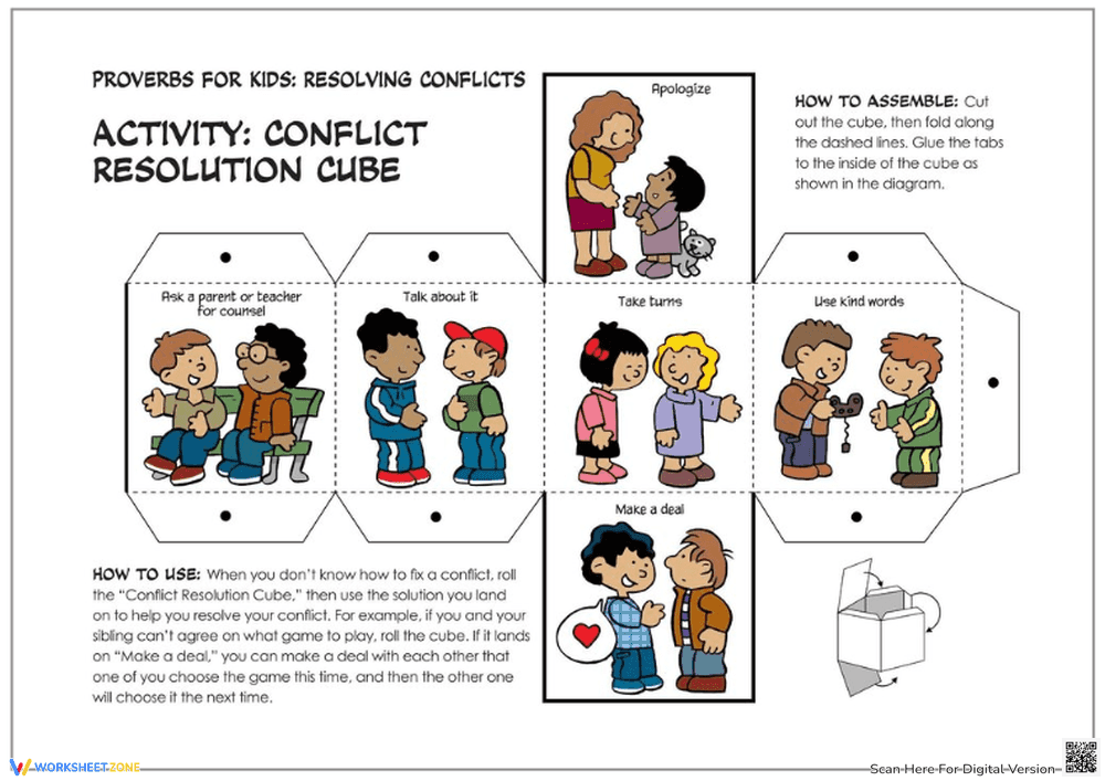 Conflict Resolution Cube | Essential Kindergarten Activity - Page 1