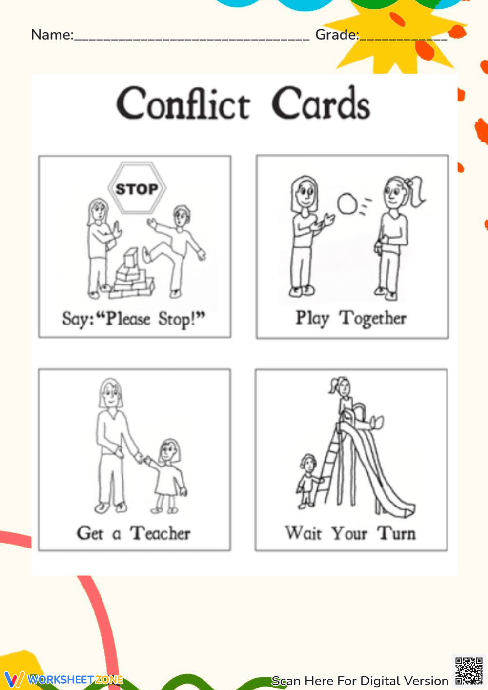 Conflict Resolution Cards | Essential Kindergarten SEL - Page 1