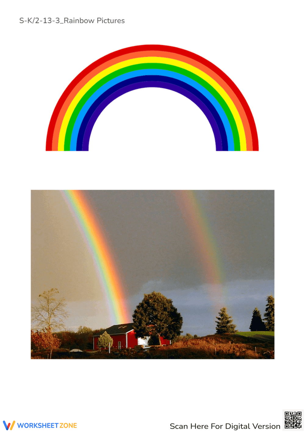 Rainbow Colors Worksheet - Learn with Pictures! (Preschool/Kindergarten) - Page 1
