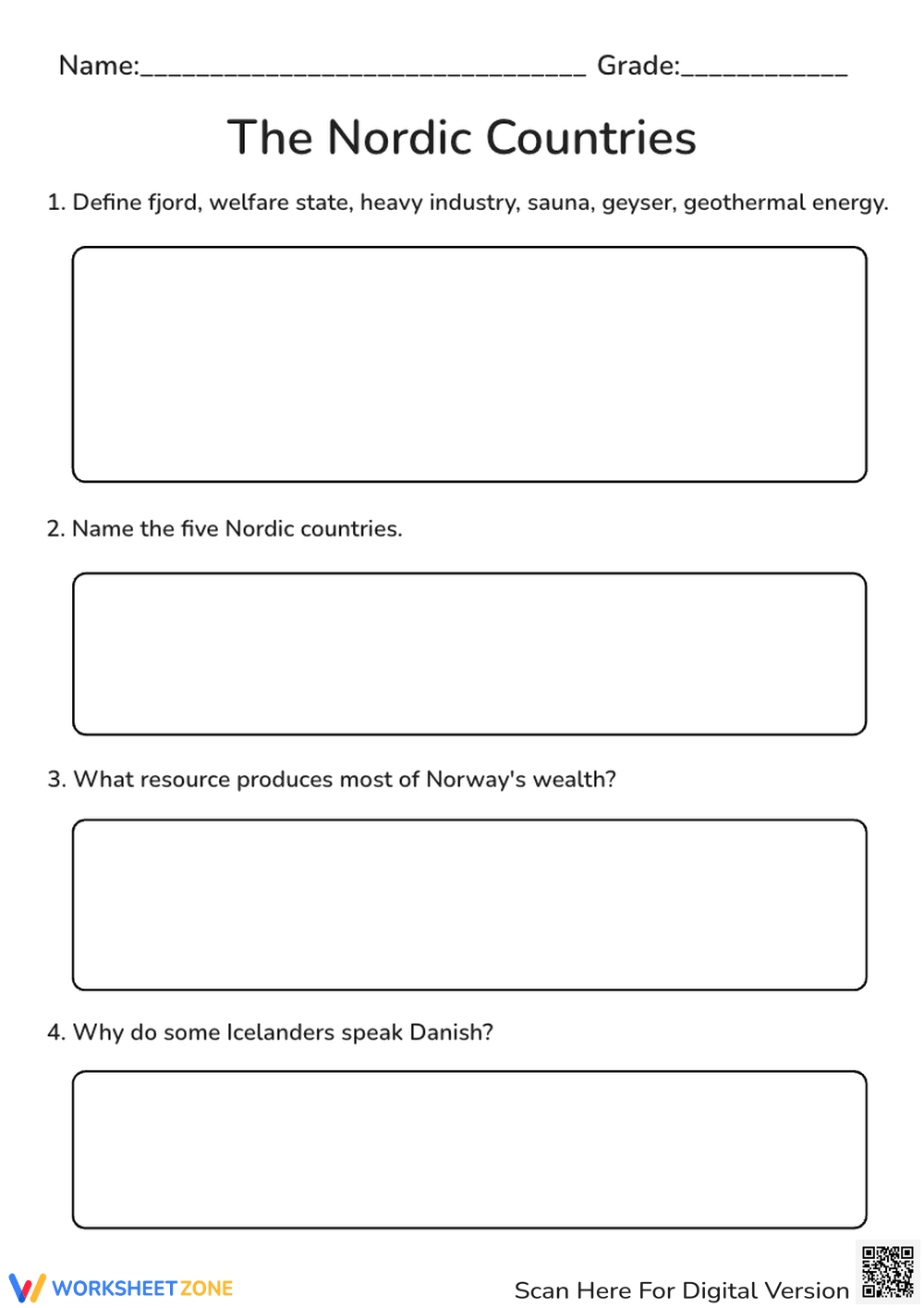 Nordic Countries Worksheet | Grade 8-9 Essential - Page 1