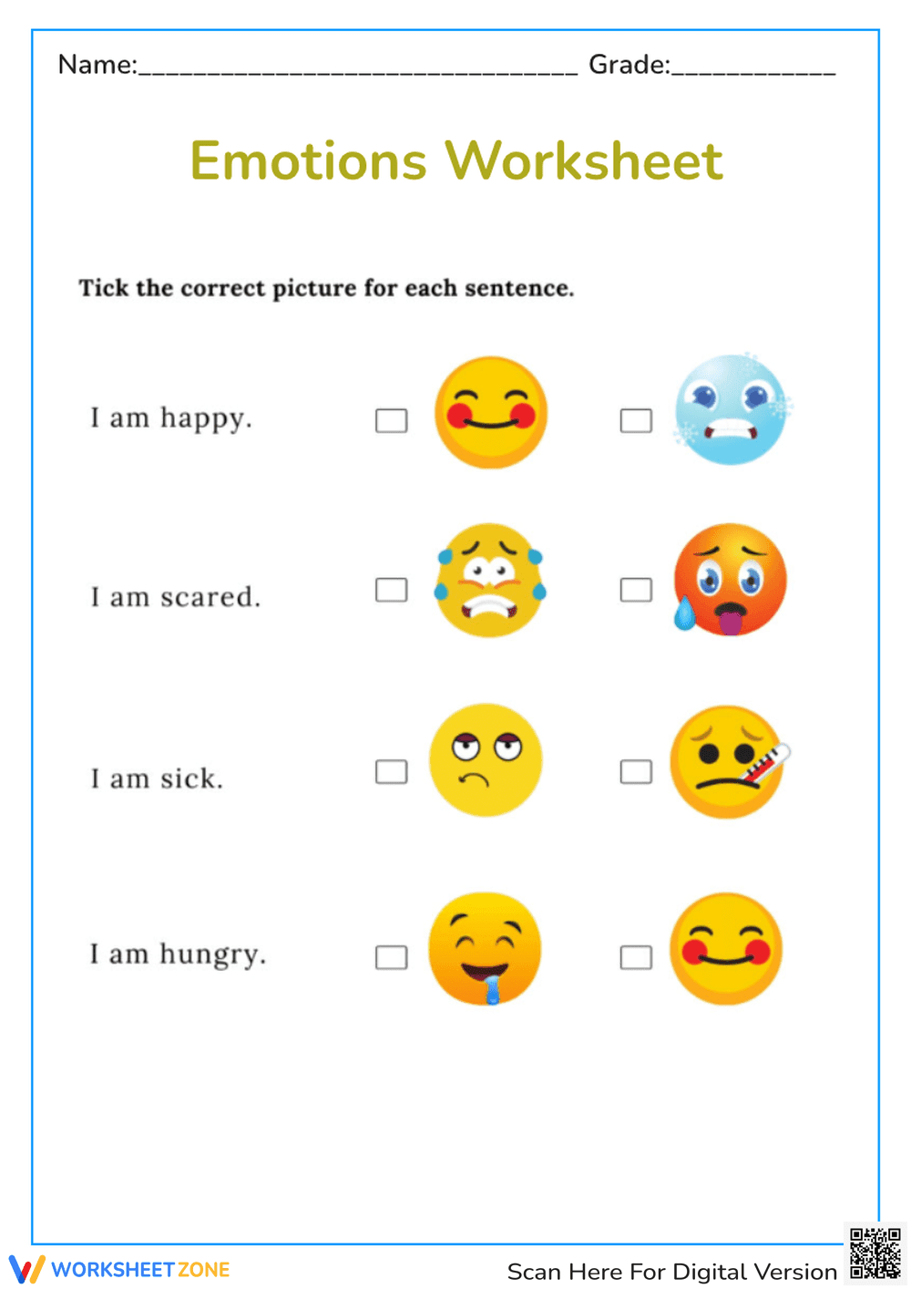 Identifying Emotions With Emojis Worksheet - Page 1