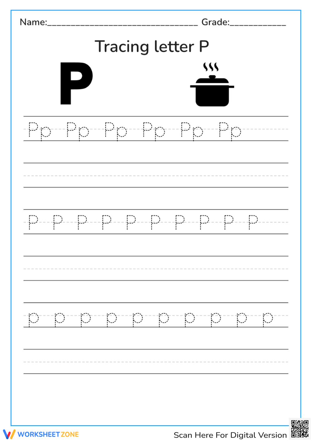 Essential Letter P Tracing Worksheet | Kindergarten - Page 1