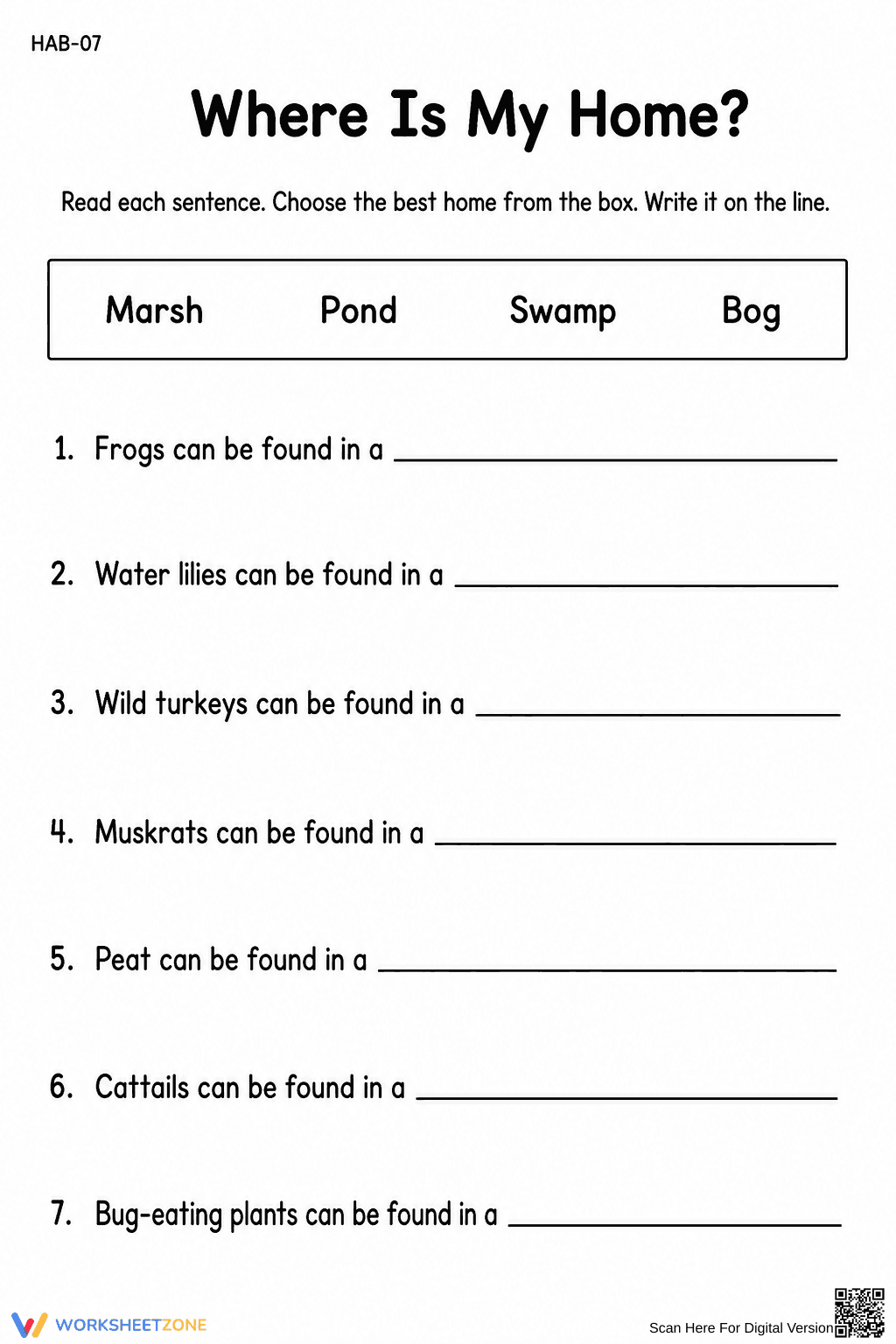 Animal Habitats Worksheet | Grade 2 Essential Science - Page 1