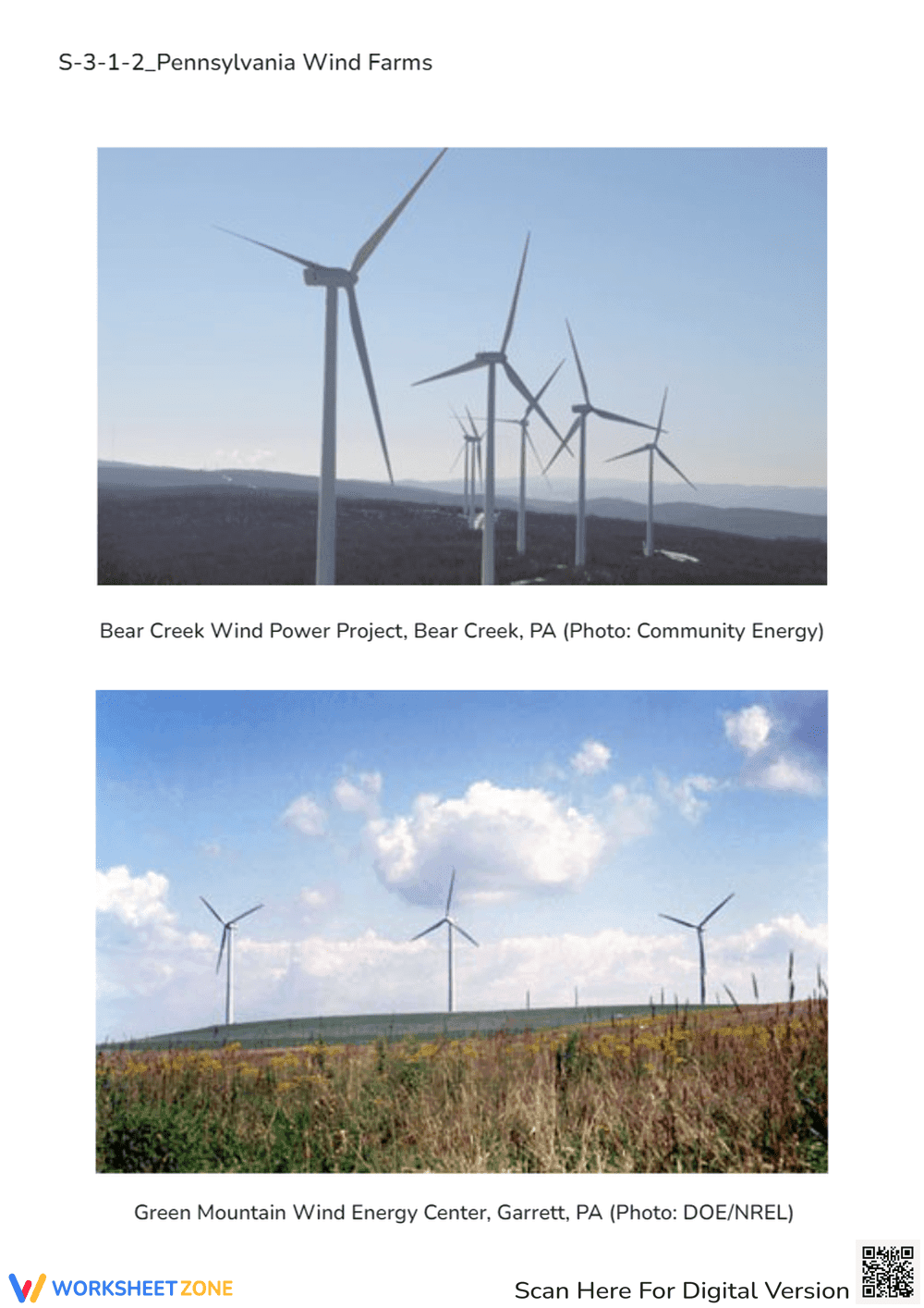 Pennsylvania Wind Farms: Renewable Energy Photos (Grades 3-6) - Page 1