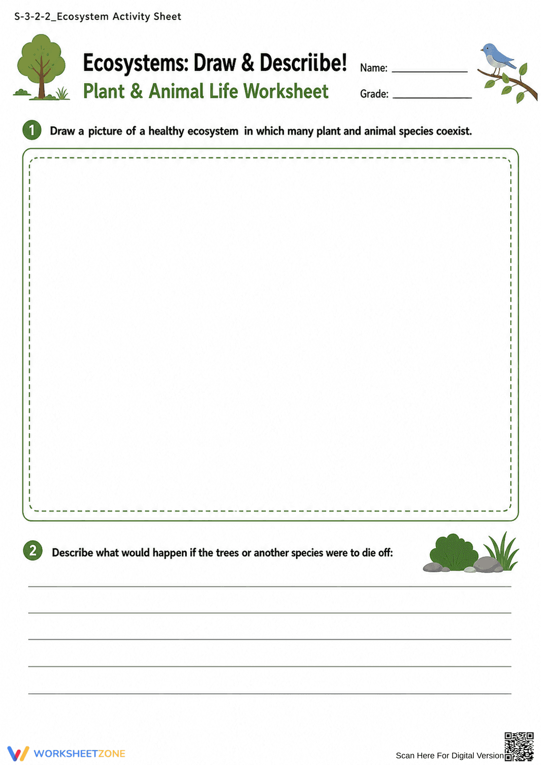 Grade 3 Ecosystems — Printable No-Prep Worksheet - Page 1