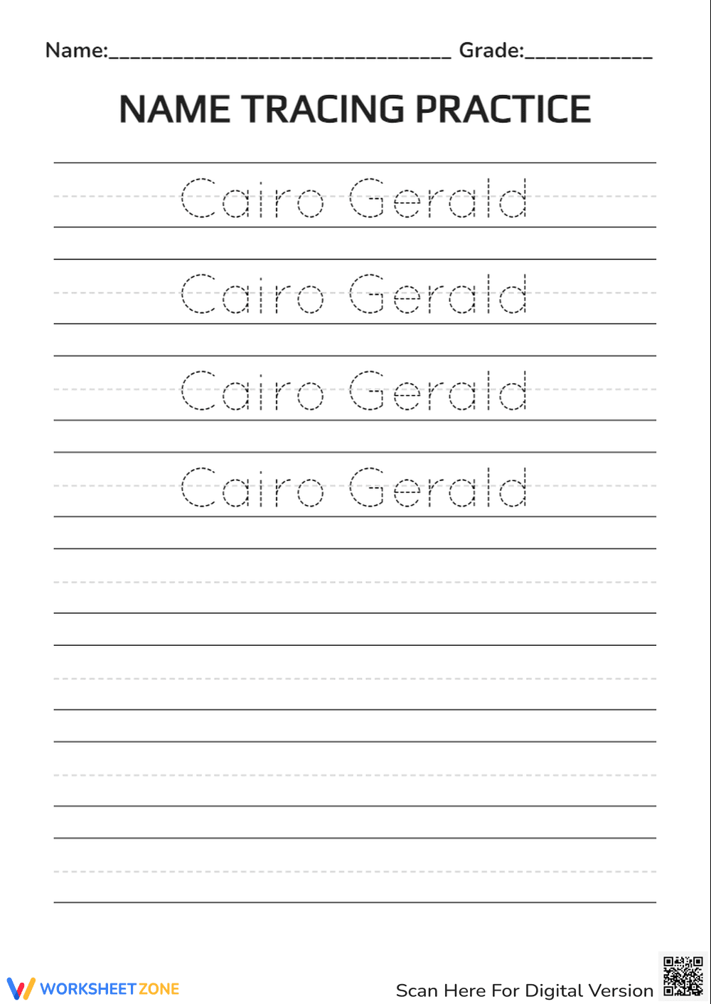 Printable Name Tracing Practice: Cairo Gerald | Grade K-1 - Page 1
